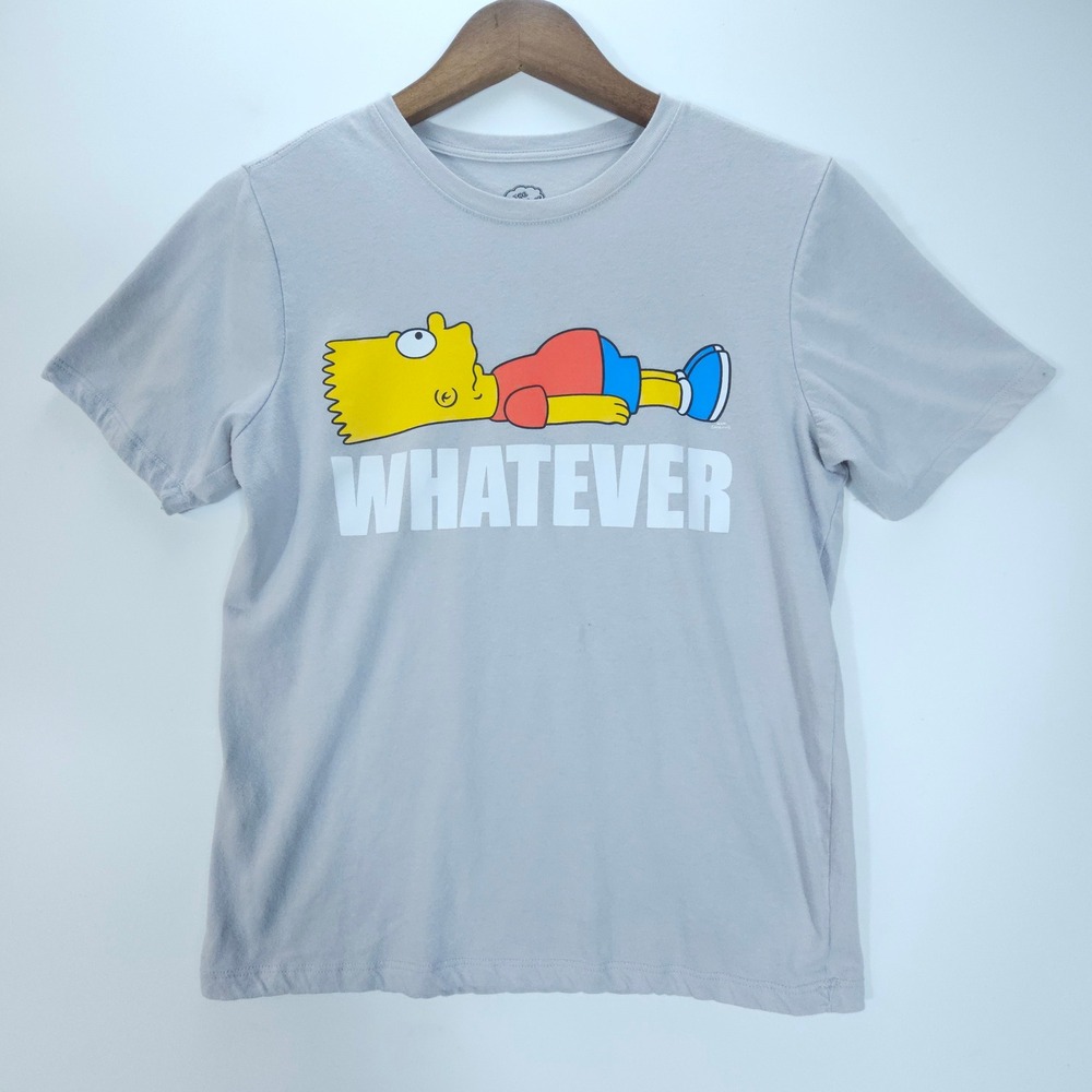 Streetwear The Simpsons Bart Whatever Shirt Boys XL Gray Graphic Tee Skate